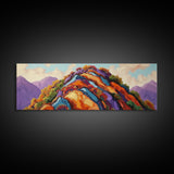 Painted Mountains, Autumn Hills, Desert Landscape, Bold Colors, Framed Canvas Print, Hallway Art, Vibrant Nature Decor, Western Style