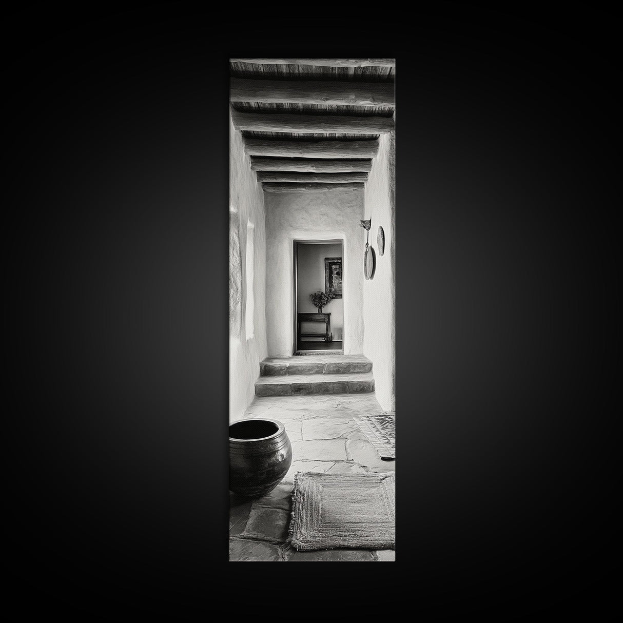 Southwestern Hallway, Adobe Texture, Earthy Decor, Desert Style, Rustic Design, Framed Canvas Print, Entryway Wall Art, Boho Home Vibes