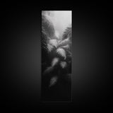 Fern Jungle Leaves, Tropical Botanical Print, Misty Rainforest Wall Art, Framed Canvas Print, Bathroom Decor, Moody Plant Art