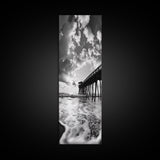 Pier at Sunrise, Ocean Horizon Print, Seascape Photography, Framed Canvas Print, Coastal Bathroom Wall Art, Nautical Theme Decor