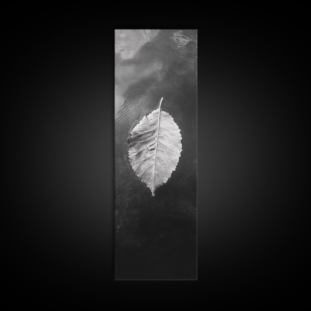 Floating Leaf, Autumn Stillness, Water Reflection, Framed Canvas Print, Fall inspired decor, Bathroom minimalist art, Botanical nature gift