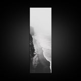 Foggy Cliffs, Ocean Shoreline, Monochrome Beach, Canvas Print, Black and white beach art, Coastal minimalist hallway decor, Modern seascape gift