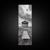 Rustic Cabin, Country Path, Prairie Landscape, Black and White Photo, Framed Canvas Print, Farmhouse Wall Art, Autumn Decor, Nature Style