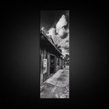 Western Saloon, Rustic Storefront, Desert Vibes, Black and White Photography, Framed Canvas Print, Man Cave Art, Americana Wall Style
