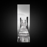 Rustic Dock, Peaceful Lake, Minimal Landscape, Black and White Art, Canvas Print, Tranquil Nature Scene, Entryway Art, Bedroom Wall Art