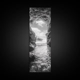 Sea Cave View, Ocean Opening, Rugged Rock Passage, Framed Canvas Print, Coastal Wall Art, Adventure Decor, Modern Rustic Style