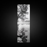 Misty Lake, Tree Reflection, Tranquil Morning, Framed Canvas Print, Bedroom Wall Art, Serene Nature Photography, Minimalist Art Style