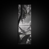 Hammock Dreams, Coastal Rest, Lakeside Retreat, Chill Vibes, Framed Canvas Print, Boho Wall Art, Serene Bedroom Art, Relaxation Inspired Decor