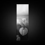 Minimalist Lotus, Zen Flower, Misty Pond, Tranquil Nature, Monochrome Botanical Framed Canvas Print, Bedroom Meditation Wall Decor