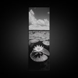 Water Lily Bloom, Lake Flowers, Lotus Petals, Peaceful Reflections, Botanical Art Framed Canvas Print, Spa Room Floral Wall Decor