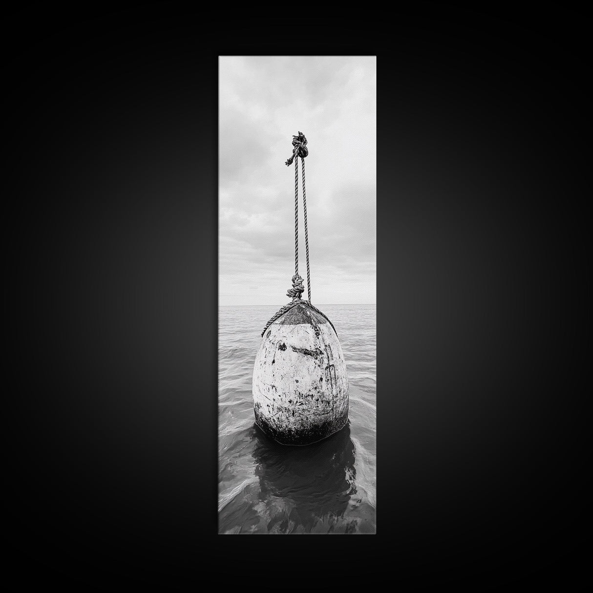 Nautical Buoy, Ocean Rope, Minimal Seascape, Framed Canvas Print, Coastal Wall Art, Bathroom Decor, Modern Nautical Art, Minimalist Home