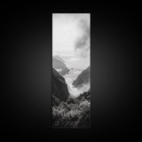 Foggy Coast, Ocean Cliffs, Atmospheric Horizon, Canvas Print, Nature Wall Art, Moody Landscape, Neutral Tones, Hallway or Office Decor
