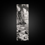 Coastal Cliffside, Seaside Rock Wall, Ocean Wilderness, Canvas Print, Rustic Beach House Art, Adventure Decor, Nature Photography