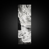 Ocean Sunset Foam, Coastal Waves Print, Seascape Minimalist, Fall Bathroom Decor, Canvas Print, Black White Beach Photography