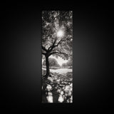 Sunlight Tree, Autumn Glow, Nature Shadowplay, Black White Forest Scene, Canvas Print, Fall Living Room Art, Boho Earthy Wall Decor