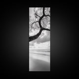 Ocean Tree View, Beach Horizon, Minimal Branches, Framed Canvas Print, Coastal Living Room Art, Neutral Decor, Zen Nature Photography