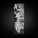 Rocky Coastline, Ocean Foam, Sunset Glow, Framed Canvas Print, Nautical Wall Art, Beach House Decor, Moody Seascape Photography
