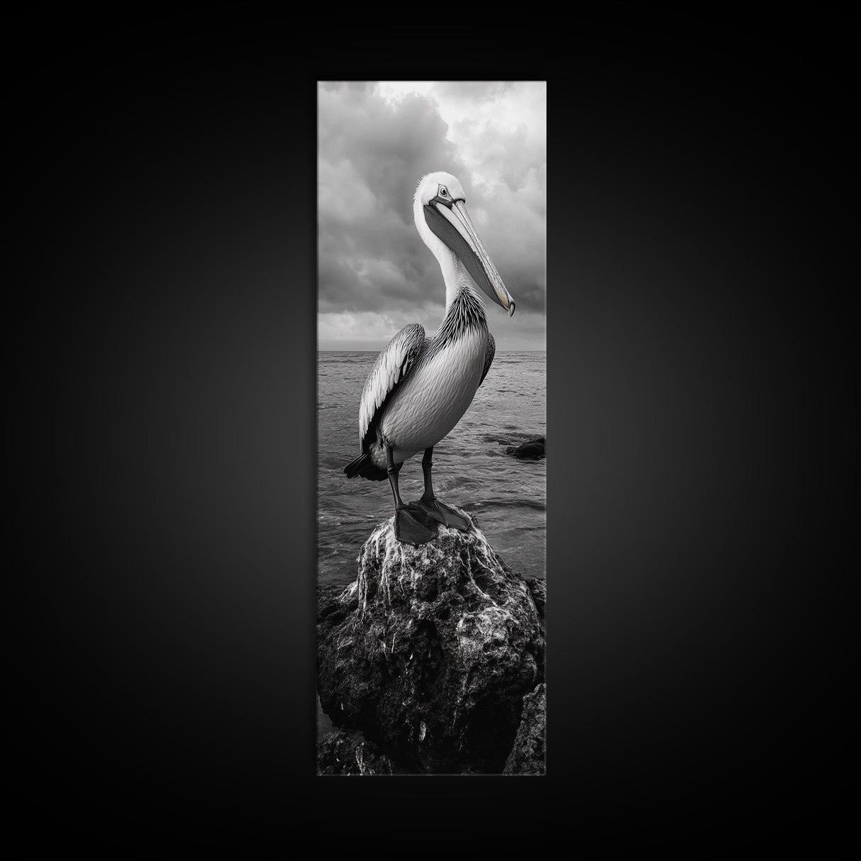 Coastal Bird Portrait, Ocean Wildlife, Nature Decor, Minimalist Art, Framed Canvas Print, Beach House Bathroom Wall Art, Living Room Art
