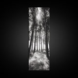 Pine Forest Glow, Woodland Landscape, Monochrome Nature, Boho Style, Framed Canvas Print, Entryway Print, Living Room Wall Art, Game Room Art