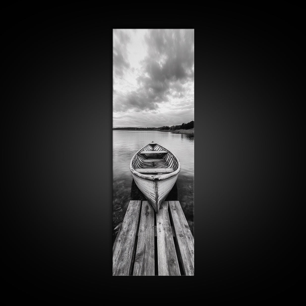Rowboat Reflection, Still Water, Lake Life, Canvas Print, Rustic Cabin Wall Art, Nature Photography, Bedroom Art, Den Lakehouse Decor