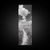 Countryside Trail View, Open Prairie Path, Farmhouse Nature, Framed Canvas Print, Entryway or Rustic Living Room Art, Beach House Decor