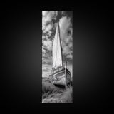 Weathered Sailboat Scene, Coastal Rustic Charm, Seafaring Wall Decor, Framed Canvas Print, Nautical Bathroom or Hallway Art, Ocean Decor
