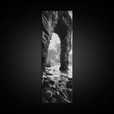 Sea Arch, Coastal Rocks, Ocean Waves, Dramatic Sky, Framed Canvas Print, Coastal Wall Art, Minimalist Beach House Decor, Bedroom Artwork