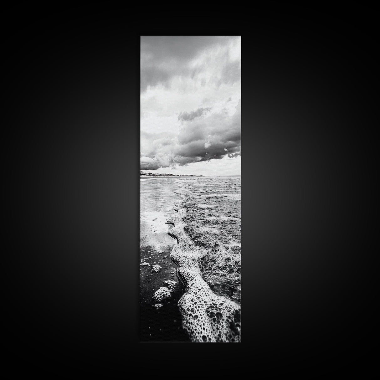 Stormy Waves, Sea Foam, Coastal Ocean, Canvas Print, Moody Seascape, Neutral Wall Art, Beach Bathroom or Entryway Home Decor