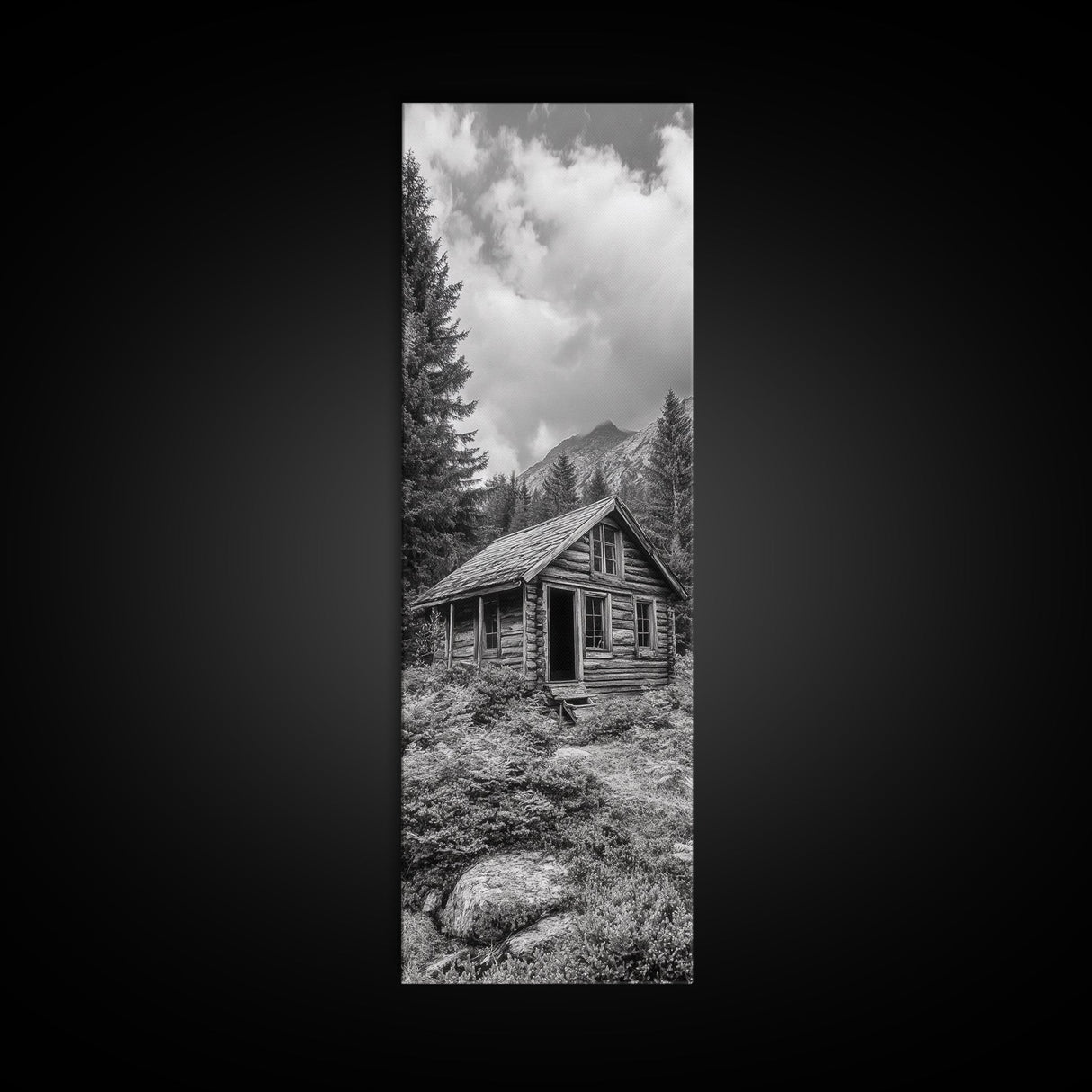 Rustic Cabin, Mountain Retreat, Forest Escape, Framed Canvas Print, Fall Nature Art, Cozy Lodge Decor, Bedroom or Den Wall Piece