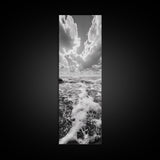 Sparkling Ocean, Cloud Horizon, Sea Breeze, Framed Canvas Print, Bright Coastal Art, Bathroom or Living Room Summer Vibe Wall Decor