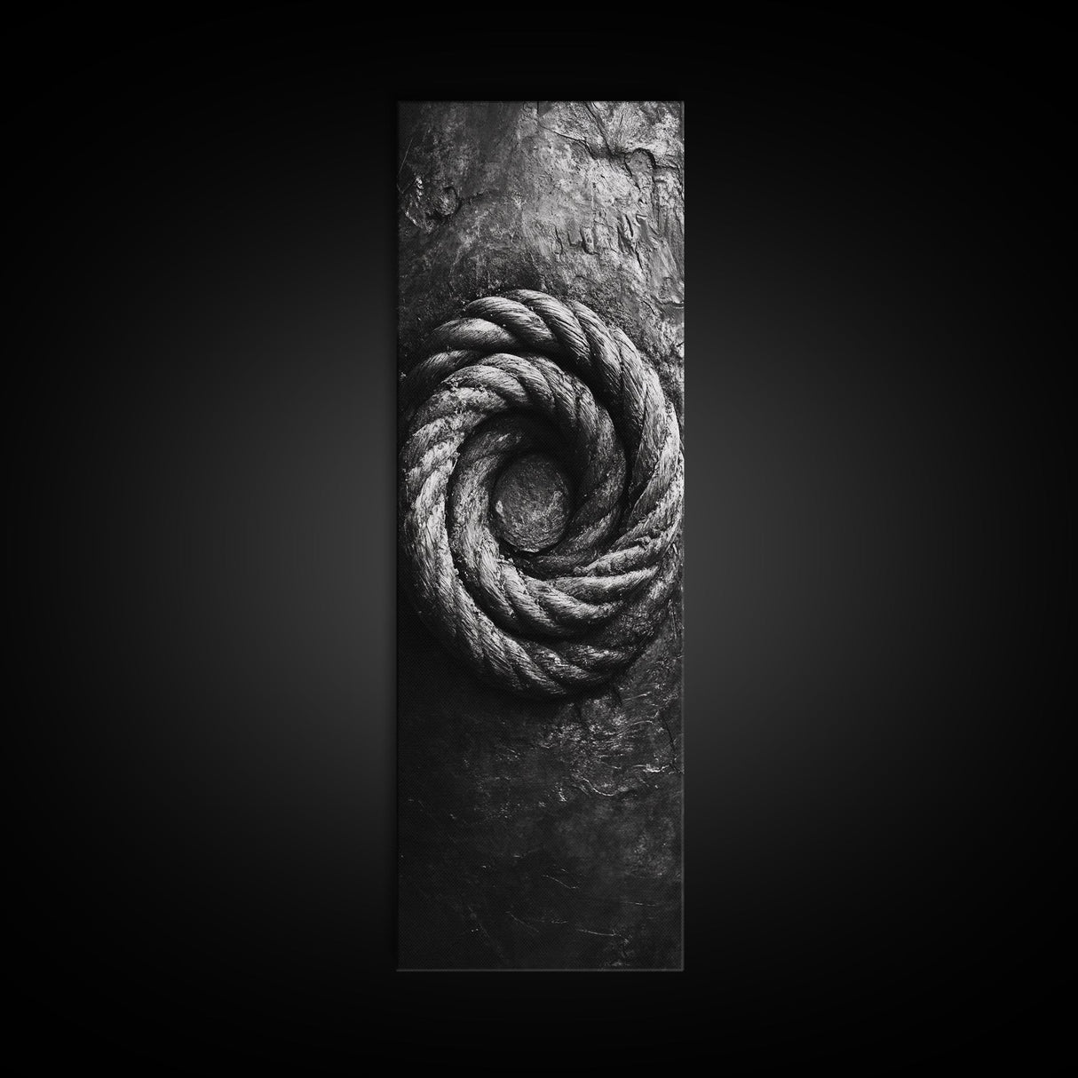 Nautical Rope Closeup, Industrial Texture, Abstract Rustic, Framed Canvas Print, Office Wall Art, Monochrome Art, Modern Nautical Decor