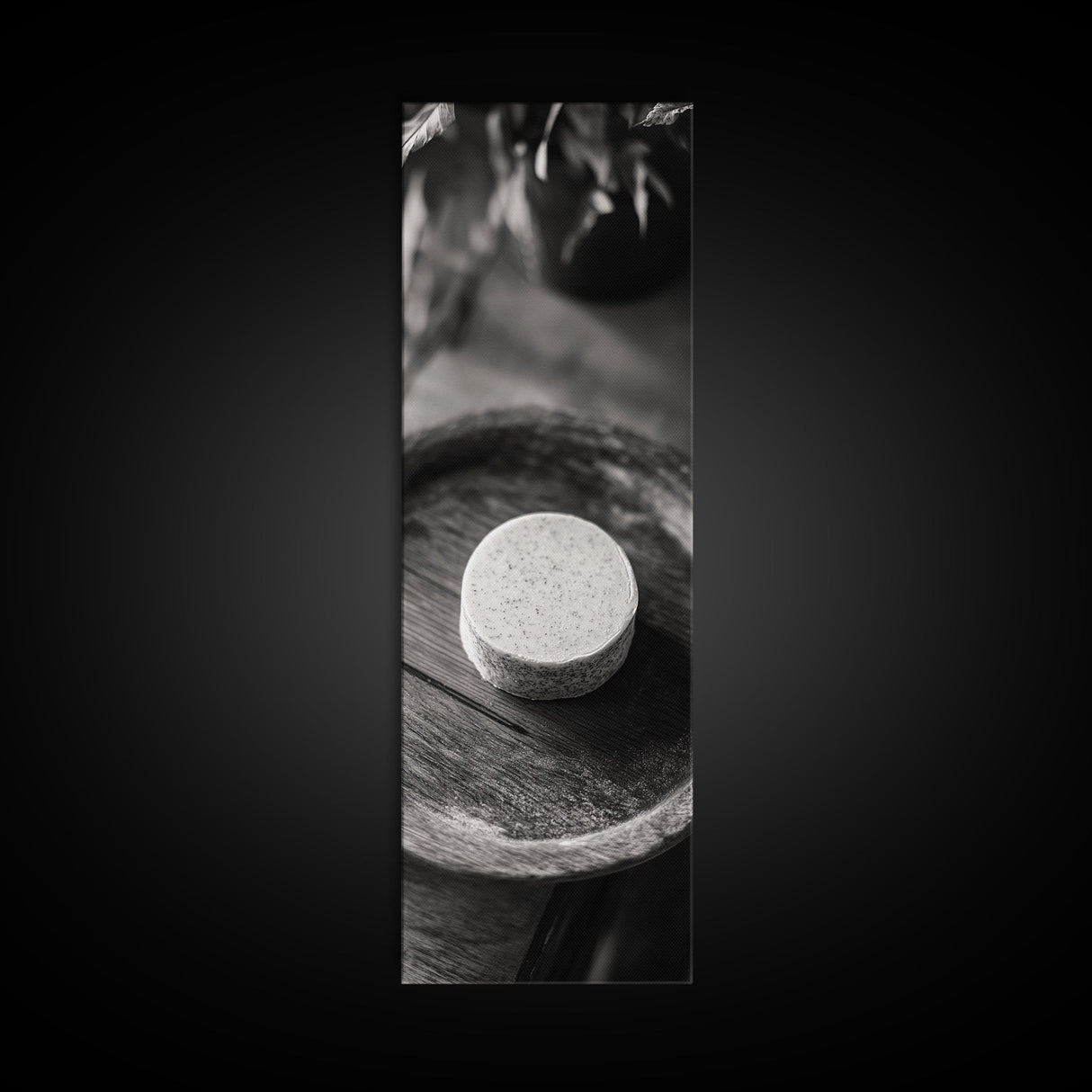Artisan Soap Closeup, Rustic Spa Detail, Monochrome Still Life, Framed Canvas Print, Bathroom Decor, Minimalist Art, Cozy Home Accent