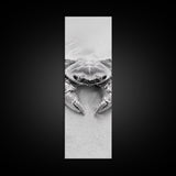 Crab Beach Art, Coastal Animal Print, Ocean Life Wall Decor, Bathroom or Kitchen Style, Framed Canvas Print, Black White Sea Creature