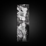 Forest Reflection, Lake Stillness, Tranquil Pines, Nature Calm, Black and White Canvas Print, Bedroom Wall Art, Cabin Vibes