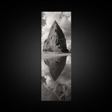 Monolith Reflection, Coastal Rock, Dramatic Seascape, Tidal Pool, Nature Inspired Framed Canvas Print, Modern Hallway Wall Art