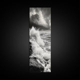 Stormy Sea, Crashing Waves, Ocean Fury, Nature Power Framed Canvas Print, Moody Living Room Wall Art, Dramatic Coastal Decor, Office Art
