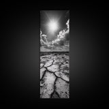 Cracked Earth, Sunburst Sky, Natural Texture, Desert Landscape, Framed Canvas Print, Rustic Decor, Earth Tone Art, Office Wall Art