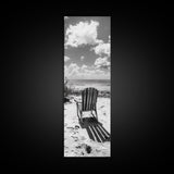 Seaside Chair View, Coastal Calm, Ocean Horizon, Beach Serenity, Framed Canvas Print, Living Room Wall Art, Relaxing Summer Vibe