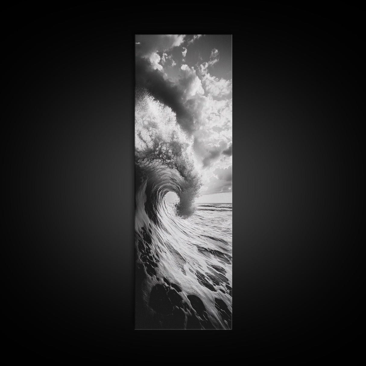 Ocean Wave, Curling Sea, Surfer's Dream, Powerful Water, Framed Canvas Print, Coastal Wall Art, Beach House Decor, Bold Seascape