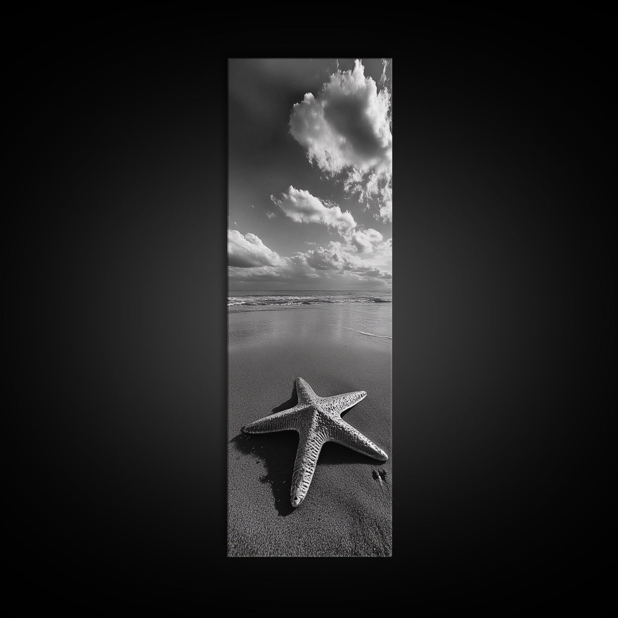 Starfish Beach, Shoreline Calm, Ocean Minimalism, Canvas Print, Coastal Living Room Wall Art, Nautical Bathroom Decor, Beach House Style