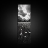 Wildflower Field, Alpine Meadow, Mountain Backdrop, Nature Print, Serene View, Framed Canvas Print, Living Room Wall Art, Rustic Farmhouse Decor