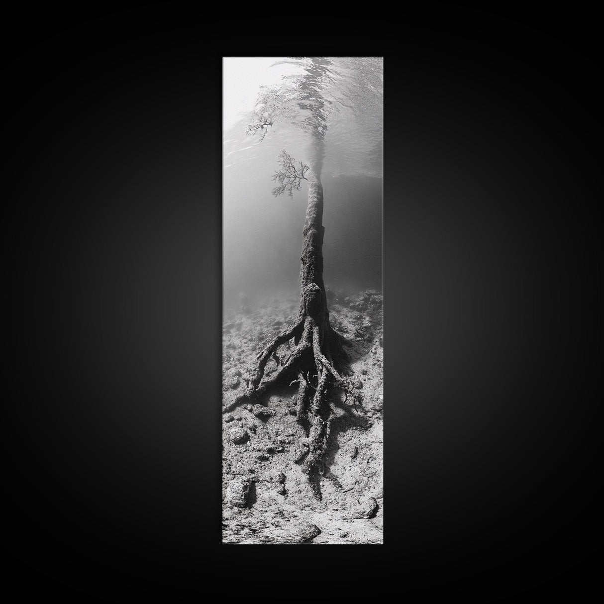 Surreal Tree Roots, Underwater Tree Art, Dreamy Forest Print, Nature Photography, Living Room Wall Decor, Framed Canvas Print