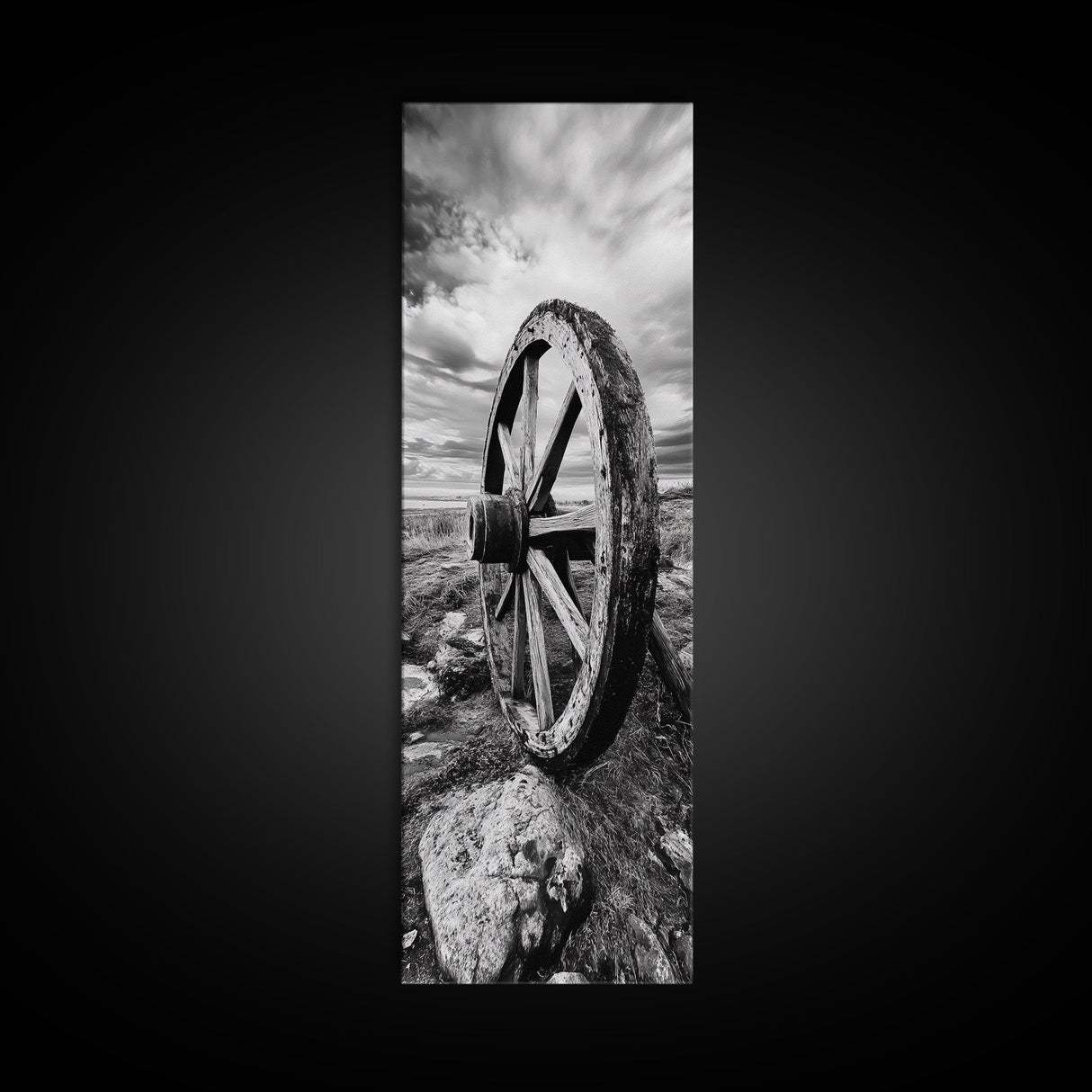 Prairie Wagon Wheel, Antique Rustic Wall Decor, Western Homestead Art, Barnhouse Style Print, Canvas Print, Fall Living Room Art