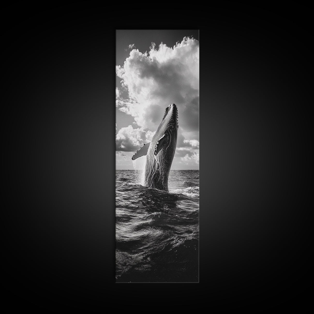 Breaching Whale Art, Ocean Wildlife Print, Marine Life Photography, Dramatic Sea Scene, Coastal Living Room Decor, Canvas Print