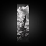 Breaching Whale Art, Ocean Wildlife Print, Marine Life Photography, Dramatic Sea Scene, Coastal Living Room Decor, Canvas Print
