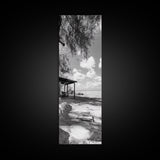 Coastal Bench, Ocean Peace, Nature Retreat, Minimal Landscape, Canvas Print, Zen Wall Art, Bedroom or Entryway Decor, Calm Beach Scene