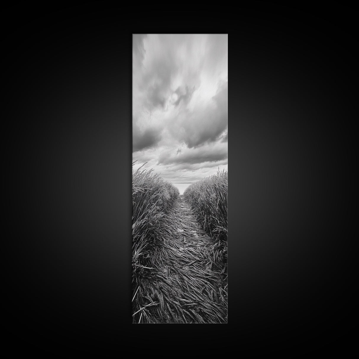 Wheat Field Trail, Countryside Autumn Path, Rustic Farm Landscape, Tranquil Earthy Wall Art, Bedroom or Hallway, Canvas Print