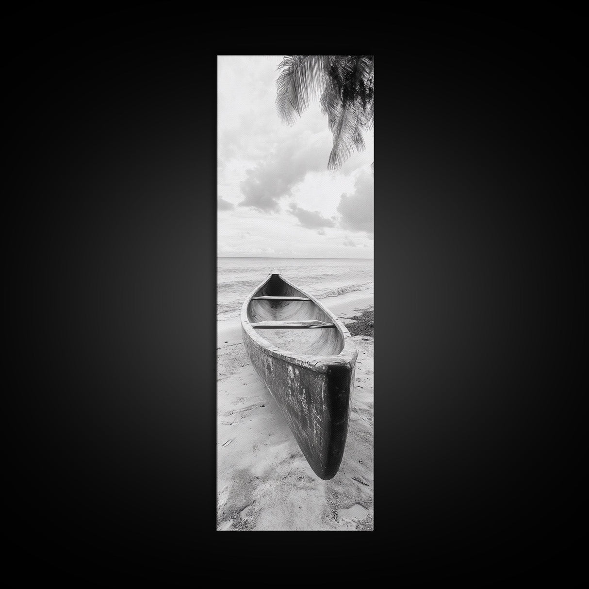 Canoe Shoreline, Island Escape, Tropical Minimalist, Ocean Mood, Framed Canvas Print, Beach House Decor, Bathroom Print, Hallway Wall Art