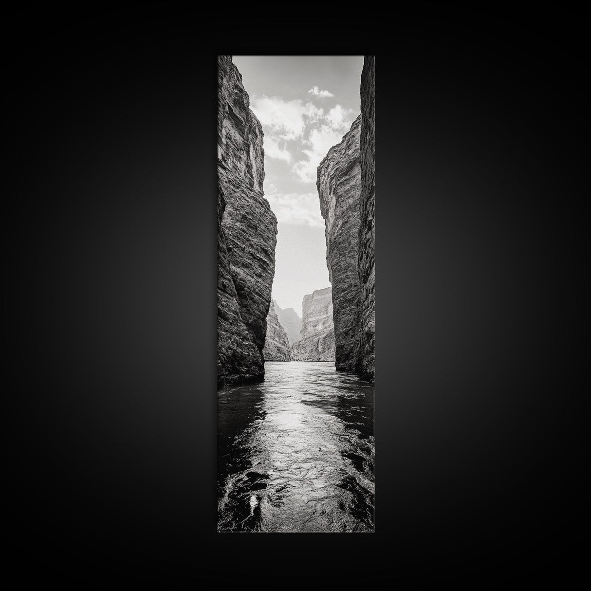 Canyon River, Desert Passage, Rugged Cliffs, Adventure Scene, Framed Canvas Print, Western Wall Art, Office Art, Den Nature Decor