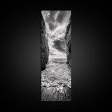 Ocean Gap, Cliffside Horizon, Black White Waves, Framed Canvas Print, Modern Coastal Wall Art, Nautical Living Room Decor,  Nature Decor